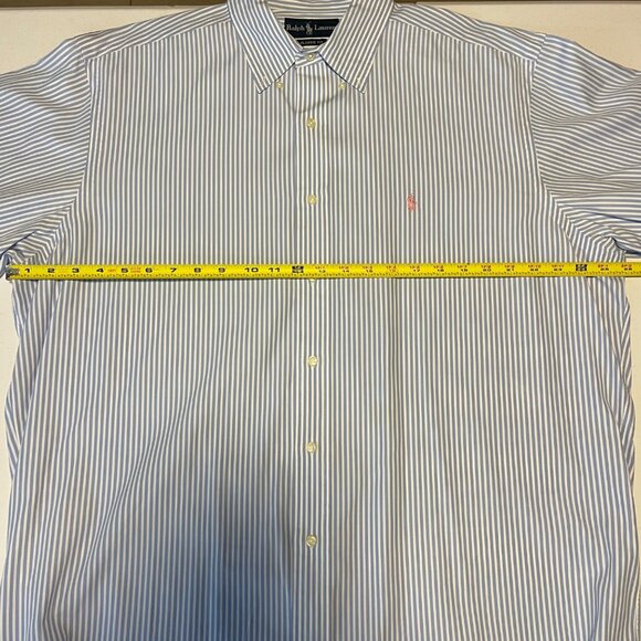 Ralph Lauren Blue & White Striped Button-Up Long Sleeve Shirt Mens L Classic Fit - Picture 12 of 14